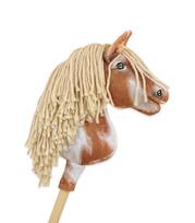 Hobby Horse Premium Small Stick Horse - Piebald Tobiano with Beige Mane A4