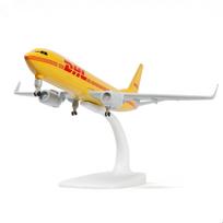 20cm DHL B737 Metalinis Lėktuvo Modelis su Stovu, Dovanai Aviacijos Entuziastams arba Dekoruoti raudona/geltona