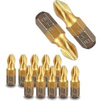 Titanium Plated Short Screwdriver Bit 25mm Magnetic Cross Head Screwdriver 10pcs - DD01
