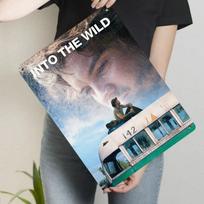 Into the Wild Themed Metal Wall Art Movie Poster Style Vintage Bus Figure Decorative Hanging 20x30cm（7.8x11.8inch）