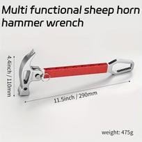 C-Shaped Hammer Multifunctional C-Shaped Hammer with Wrench Function Camping Hammer Magnetic C-Shaped Hammer Woodworking Hammer raudona