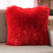 Sandėlyje Pūkuotas dirbtinio vilnos ilgo plauko pliušinis pagalvės užvalkalas sofai ar lovai 30x50 cm Single-sided Plush Cover raudona