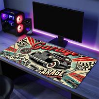 Vintage Garage Service Station Free Mouse Pad Large Desk Mat Keyboard Ergonomic Office Rubber PC Nonslip Antifray Home Custom 800x300x2mm