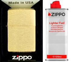 ZIPPO rinkinys: „BRASS BRUSHED“ žiebtuvėlis + 125 ml benzino