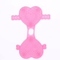1Pcs Heart Shaped Silicone Bath Scrubber Double Sided Exfoliating Dots Soft Texture Wash Pad Perfect For Daily Shower Body Care rožinė