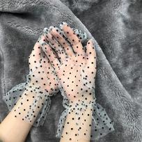 Flexible Accessories Sunscreen Full Finger Stretchy Spots Lace Mittens Tulle Gloves Spots Gloves C