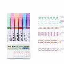6Pcs/Set 6 Colors Colored Highlighter Pen Set Flowers Line Shaped Line Shaped Marker  Journaling Sing Head