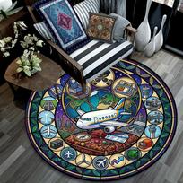 Air Travel Icons Round Area Rug Under Office Chairs Bedroom Living Room Home Decor 80cm x 80cm