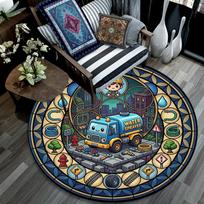 Urban Water Maintenance Round Area Rug Under Office Chairs Bedroom Living Room Home Decor 80cm x 80cm