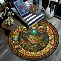Frogs Forest Journey Round Area Rug Under Office Chairs Bedroom Living Room Home Decor 80cm x 80cm