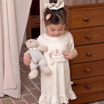 Little Girls Short Sleeve Princess Style Modal Cotton Kids Summer Home Sleepwear Nightdress 90cm
