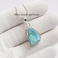Raw Turquoise Sterling Silver Pendant: Handmade Gemstone Jewelry
