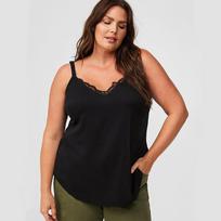 Plus Size Women Simple Casual Solid Color Sling Camisole Top 1XL juoda