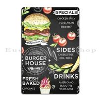 Burger House Blackboard Metal Plaque Poster Cinema Design Club Bar Garage Plaques Tin Sign Poster 20x30cm（7.8x11.8inch）