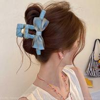 Transparent Shark Hair Clip Blue Denim Hair Bun Clip Versatile Bow Hair Claw Clip  Hair Accessories šviesiai mėlyna spalva
