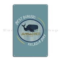 Two Whales Diner Tee Lighter Metal Plaque Wall Cave Designing Living Room Funny Custom Tin Sign Poster 20x30cm（7.8x11.8inch）
