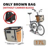 Rhinowalk Bike Handlebar Bag For Brompton 17L/24L Cycling Front Quick Release Bag With Hidden Support Frame Khaki-17L gray
