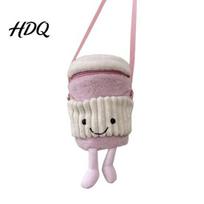 Large Capacity Small Bag Milk Tea Cup Bag Plush Cute Smiling Face Crossbody Fun Zipper Closure Purse Novelty Shoulder for Girls Lightweight Everyday rožinė