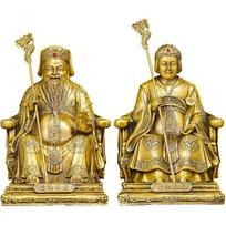 Brass Land God & Goddess Feng Shui Statue – Chinese Wealth & Blessing Symbol, Decorative Figurine for Home Altar or Entryway, Gift for Business Single Tu Di Gong (Earth