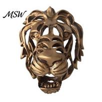 Large Wall Sculpture for Villa Lion Sculpture, Resin Retro Bronze Decorative Art, 3D Animal Head Industrial Style Decoration Figurine, Hollow Hanging S Lion