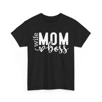 Wife Mom Boss T-Shirt | Funny Motherhood Tee | Cute Gift for Moms XL