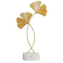 5.51in Iron Gold Leaf Cement Base Ornament  Bedroom Table Display Ornament S