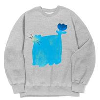 Awesome Us Sky Blue Cat On Tulip Sweat Shirts_3 Color Black/M