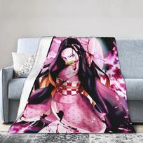 Kimetsu No Yaiba Kamado Nezuko Anime Fleece Throw Blankets for Bedding Lounge Breathable Funny Design for Spring Autumn Size: 75*100cm, Weight: 230 GSM