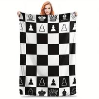 Chess Master Flannel Throw Blanket Soft Reversible All Season Comfort for Game Night Strategy Theme Home Decor Gift Size: 75*100cm, Weight: 230 GSM