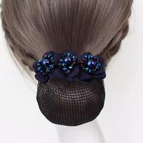 Pearl Flower Decor Hair Bun Net Cloth Office Hair Flower Spring Hair Clip  Bank Working Hair Blue Fine Mesh