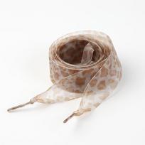 Lace Trim Shoelaces 0.8m for Shoes, Size 8, Leopard Print Brown One Size