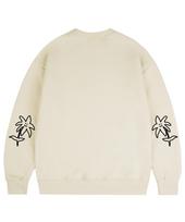 Graver [Unisex] Elbow Two Drawing Line Flower Sweatshirt_Cream Cream_Black Logo/S