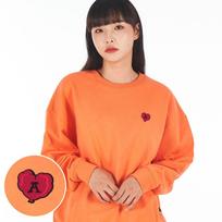 Astral Projection Oversized Drop Shoulder Balloon Heart Sweatshirt_Coral Large