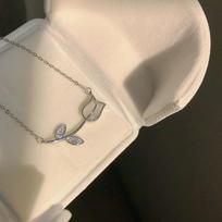 2025 Fashion Tulip Drop Pendant Necklace for Women Luxury Shiny Zircon Accessory Clavicle Chain Necklace Sweet Girl Jewelry Gift