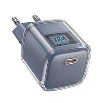 Ładowarka sieciowa z wyświetlaczem pd 30w gan3 usb-c szara
