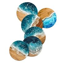 6pcs Fish Drink Coaster Heat-Resistant Tea Cup Pad Stylish Round Mat  Gifts 10cm Sea