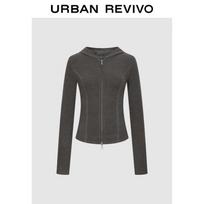 UR Women's Hooded Slim Short Coat XS viržių pilka spalva