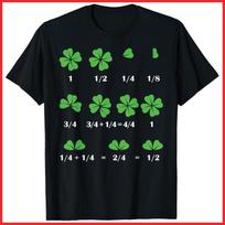 Funny Shamrock Fraction St Patrick's Day Math Black Cotton T-Shirt S-5XL XXL