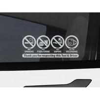 4Packs 100x50mm No Smoking, Vaping, Food CCTV Window Sticker, Taxi Sign Car Vehicle juoda
