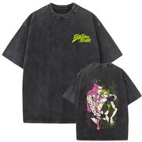 Washed Vintage Anime Jojo Bizarre Adventure T Shirt Narciso Anasui Jolyne Cujoh Graphic T-shirt Men Women Manga Fashion T-shirts S įvairiaspalvis