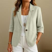 Women's Lapel Long Sleeve Button Front with Pockets for Work XL smėlis