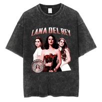 Oversized Acid-Wash Short-Sleeve T-Shirt Featuring Lana Del Rey Retro Collage Graphic Print S įvairiaspalvis