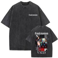 Rapper Vald PANDEMONIUM Album Graphic Washed T Shirts Men Women Hip Hop Fashion Pop Music Streetwear Male Casual Cotton T-shirt S įvairiaspalvis