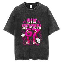 Vintage Washed Funny Six Seven Italian Brainrot 67 Red Number Meme T-shirt Men Women Oversized T Shirts Male Casual Tshirt Tops S įvairiaspalvis