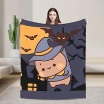 Super Warm BlanketStudents Picnic Bubu Dudu Halloween Throw Blanket Flannel Bedspread For Living Room Aesthetic Sofa Bed Cover Size: 75*100cm, Weight: 230 GSM