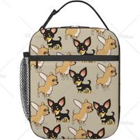 Dog Lunch Box Reusable Insulation Lunch Bag Chihuahua Ice Packs Containers Tote Handbag for Women Men Teens Girls One Size black