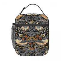 William Morris Strawberry Thief Insulated Lunch Bag for Women Kids Portable Food Boxes Thermal Lunch Box Tote One Size