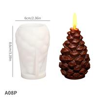 DM1289 3D Pinecone Christmas Candles Silicone Mold Handmade Plaster Soap Resin Candle Making Molds for Festival Crafts 7.5*7.5*7.7