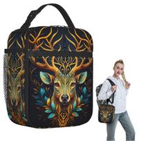 Tree And Life In Norse Deer Insulated Lunch Bag for Women Children Leakproof Food Boxes Thermal Lunch Box Tote One Size