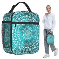 Mandala Turquoise Insulated Lunch Bag for Kids School Cooler Thermal Food Box Tote Portable Lunch Boxes Container One Size